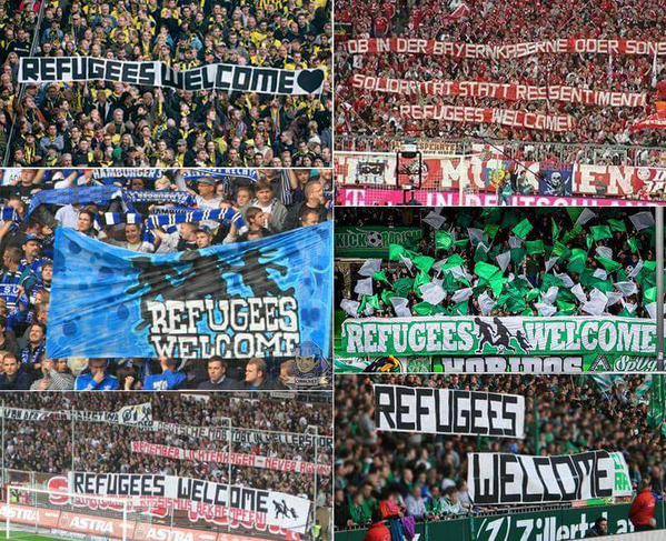 Bienvenida a refugiados en diversos partidos Bundesliga
