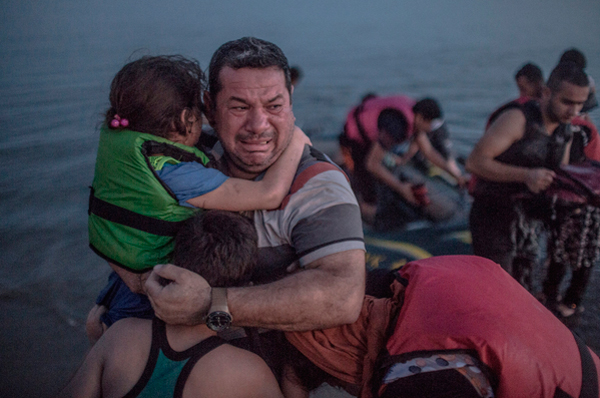 Refugiados sirios. Laith Majid y sus hijos. Foto Daniel Etter