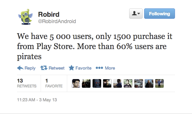 Robird y la piratería en Android